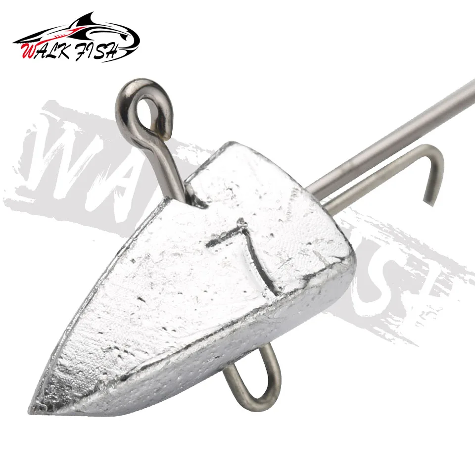 WALK FISH 8 unids/lote dardo Jighead anzuelos 5g 7g gusano pesca señuelo gancho suave plantilla cabeza cebo Artificial aparejos de pesca - imagen 2