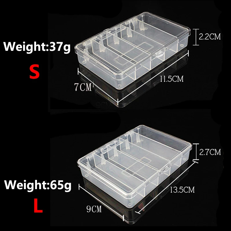 Caja de aparejos de pesca colgante, caja de plástico para Señuelos de Pesca con 5 compartimentos, práctica, impermeable, EGI/lubina, 2 tamaños, 1 unidad - imagen 2