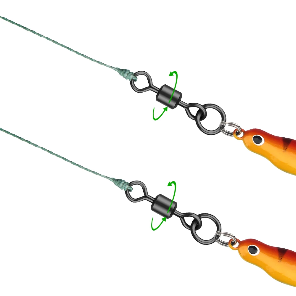 DNDYUJU 30 piezas 4 # -14 # Giratorios para pesca de carpa, anillo de cambio rápido, giratorios, Micro gancho negro mate, anillo de enlace con giro rodante - imagen 4