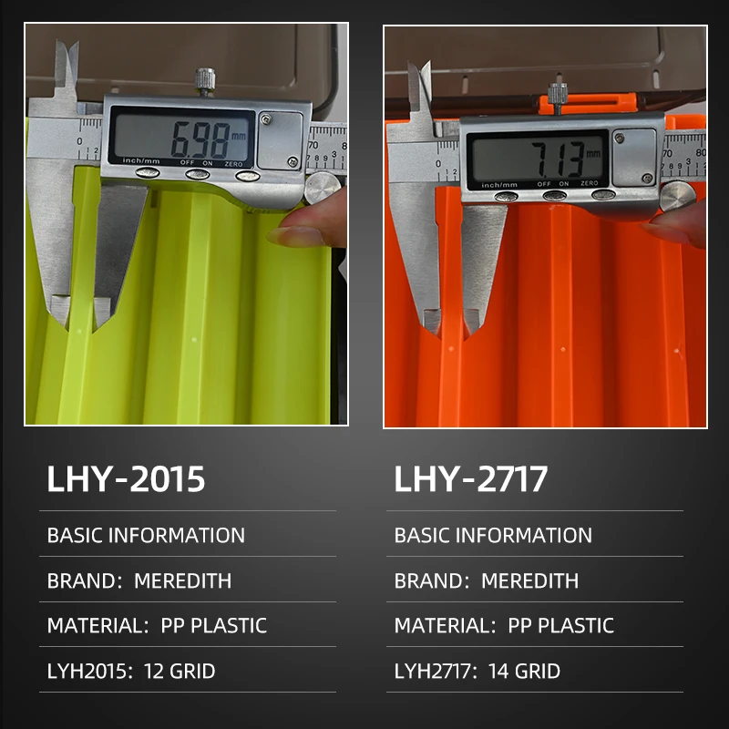 MEREDITH Caja de aparejos de caja pesca de 12 y 14 compartimentos, caja de almacenamiento de anzuelos de cebo, accesorios de pesca, caja de almacenamiento de plástico cajas de almacenamiento - imagen 3