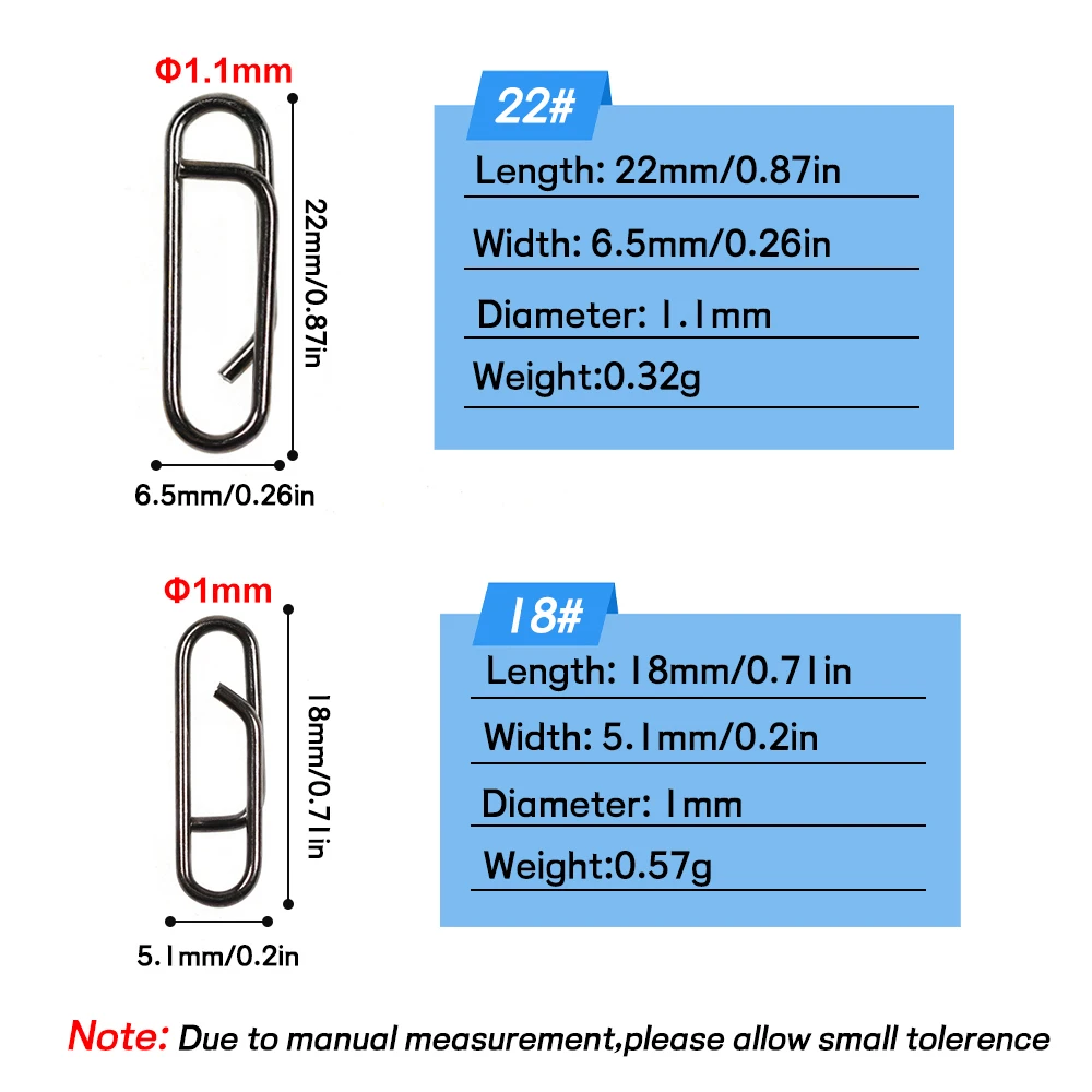 Bimoo-señuelo de pesca de acero inoxidable, Conector de cabeza doblada, anillos divididos ovalados y Clips a presión rápidos, accesorios de pesca, 50 Uds. - imagen 4