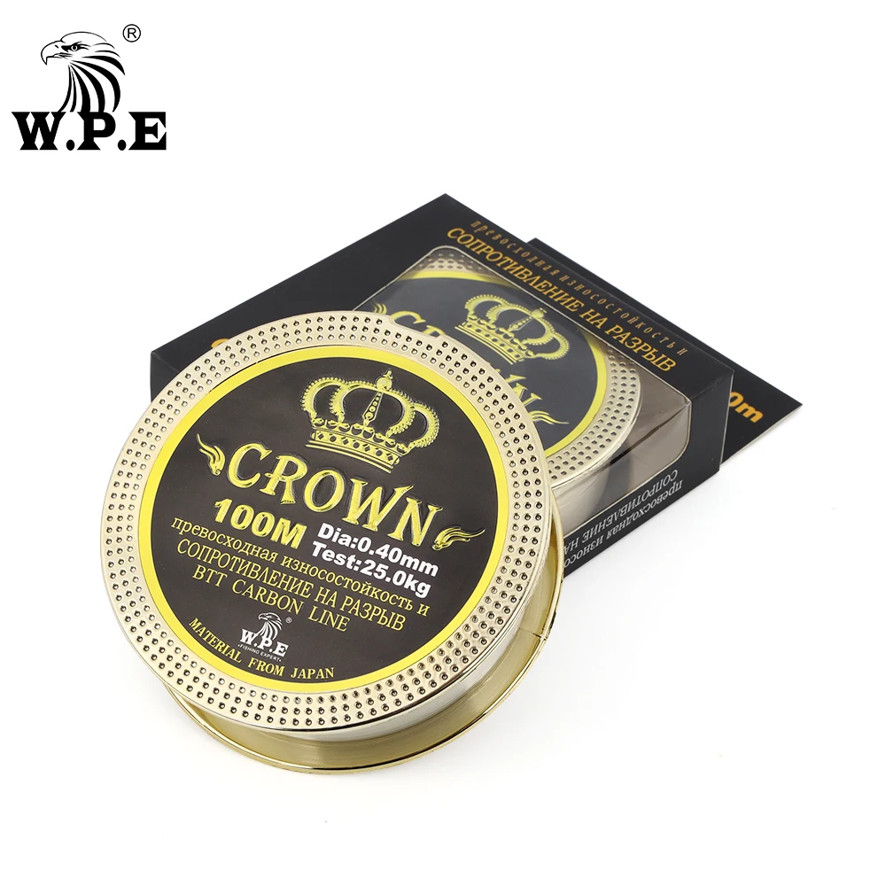 W.P.E marca corona 100m 0,20mm-0,60mm revestimiento de fluorocarbono 10KG-41KG línea de pesca aparejos de pesca de carpa de fibra de carbono - imagen 5