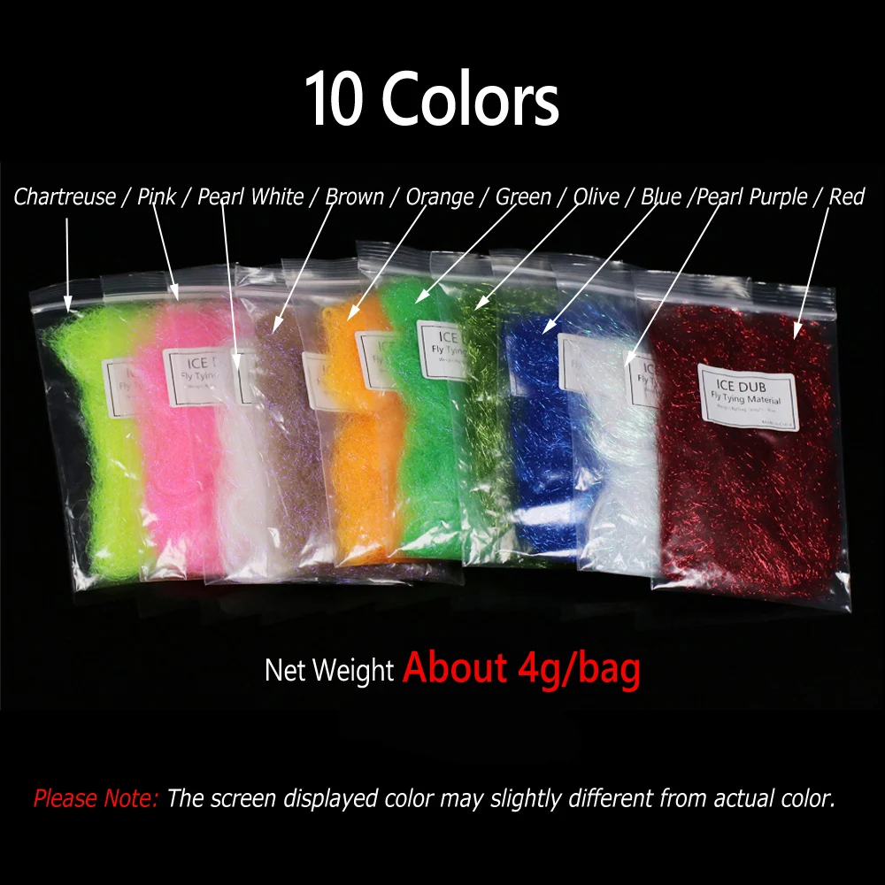Bimoo, 1 bolsa, 8cm de largo, pesca con mosca, fibra Dub de hielo ultrafina, Ninfa Scud, moscas de camarón, Material de atado para peces de hielo, ala de camarón, rojo, 4g