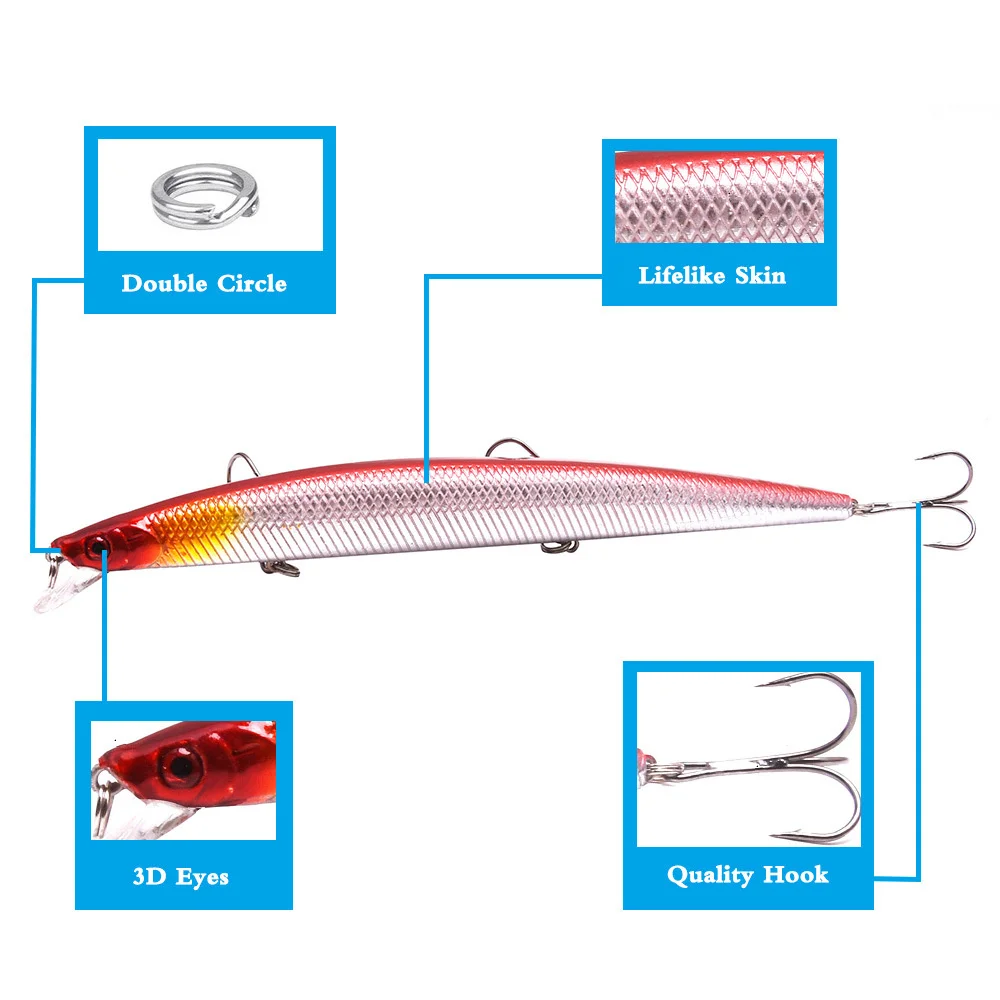 Señuelo de Pesca Minnow, 18cm, 26g, anzuelos de alta calidad, aparejos de Pesca Wobbler, Crankbait Artificial, Jerkbait, cebo duro japonés, Swimbait, Pesca - imagen 5
