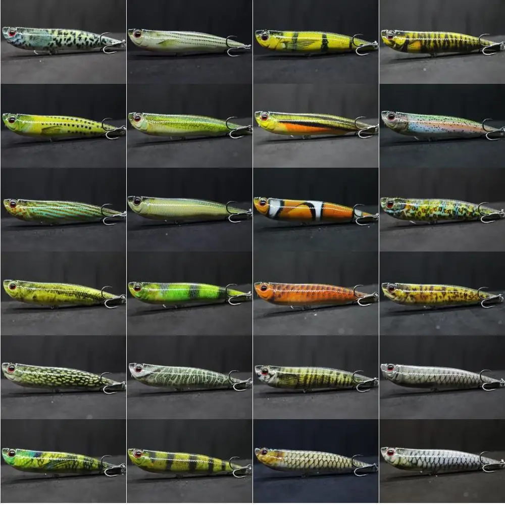 WLure-señuelo de pesca flotante Topwater Popper, anzuelos triples de fundición larga, 10cm, 17g, hoja de corte, HW622 - imagen 2