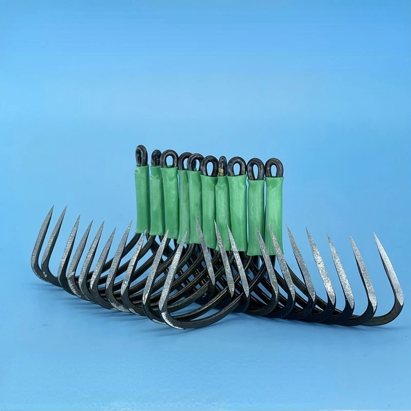 Anzuelos triples antioxidantes, Anzuelos De Pesca grandes, Anzuelos De Pesca De Mar, tres Anzuelos De anclaje De acero al carbono - imagen 4