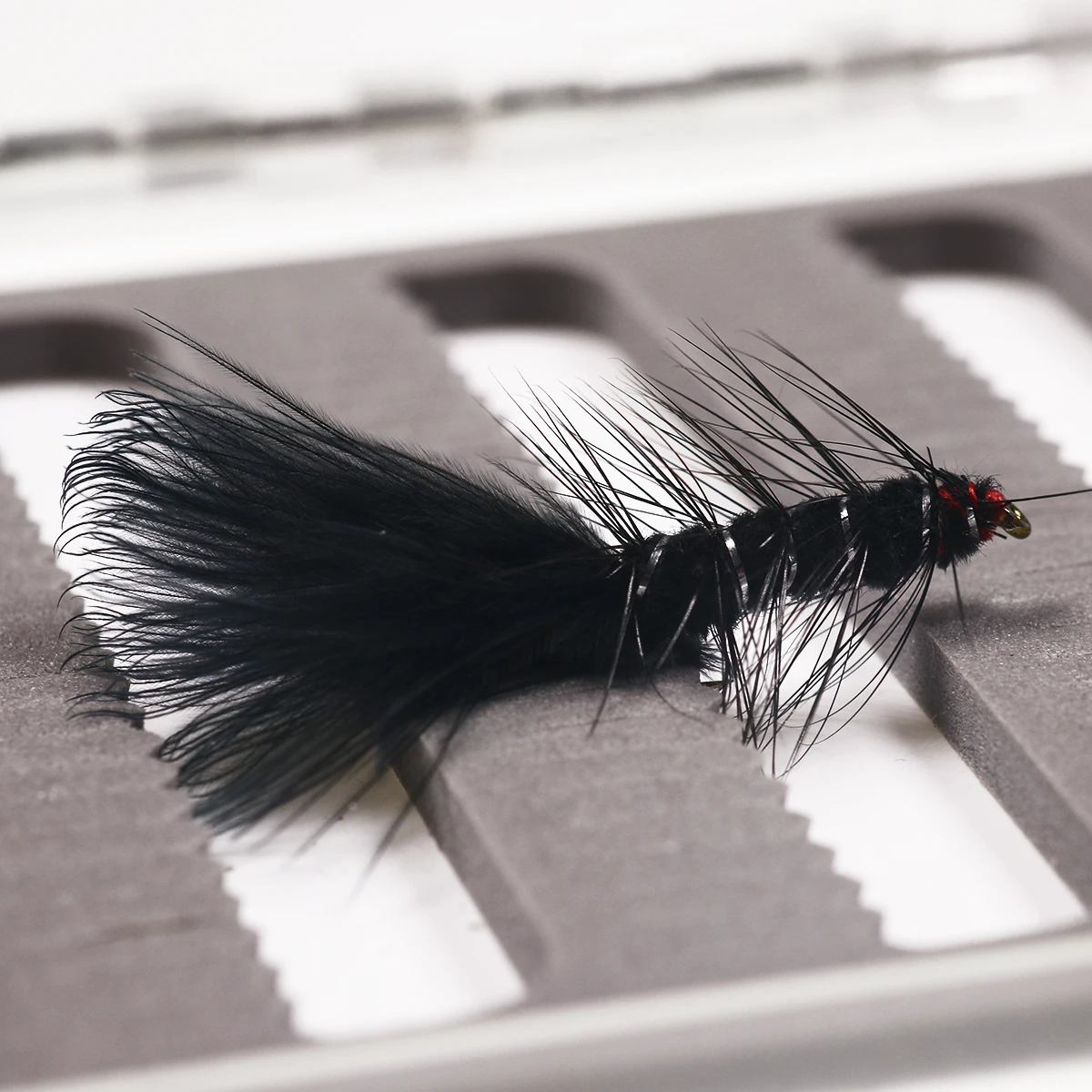 Wifreo 10PCS # 10 cebos de señuelos de pesca de trucha con mosca, serpentina de Bugger de lana negra de vástago largo - imagen 4