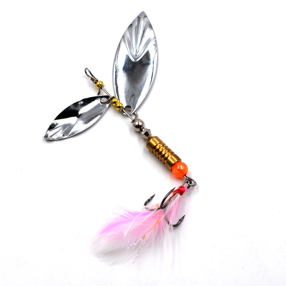 MNFT 6 uds anzuelos triples Wobblers cuchara lentejuelas Metal giratorio Spinner señuelo de pesca 4,2g/7g/10g perca Lucio aparejos de pesca giratorios - imagen 5