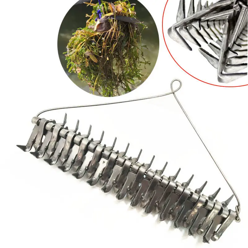 Herramientas de deshierbe para pesca al aire libre, rastrillo de pesca grande para deshierbe, removedor de plantas acuáticas de río, extractor de deshierbe de aleación, aparejos de pesca - imagen 4