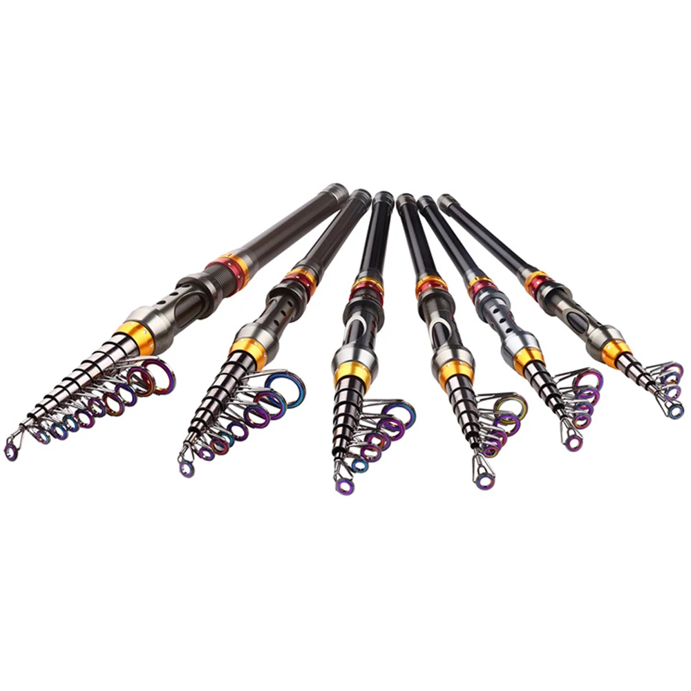 Caña de pescar telescópica de fibra de carbono, carrete de pesca duro telescópico, rueda portátil de viaje, 1,8-3,6 m, X120G - imagen 2