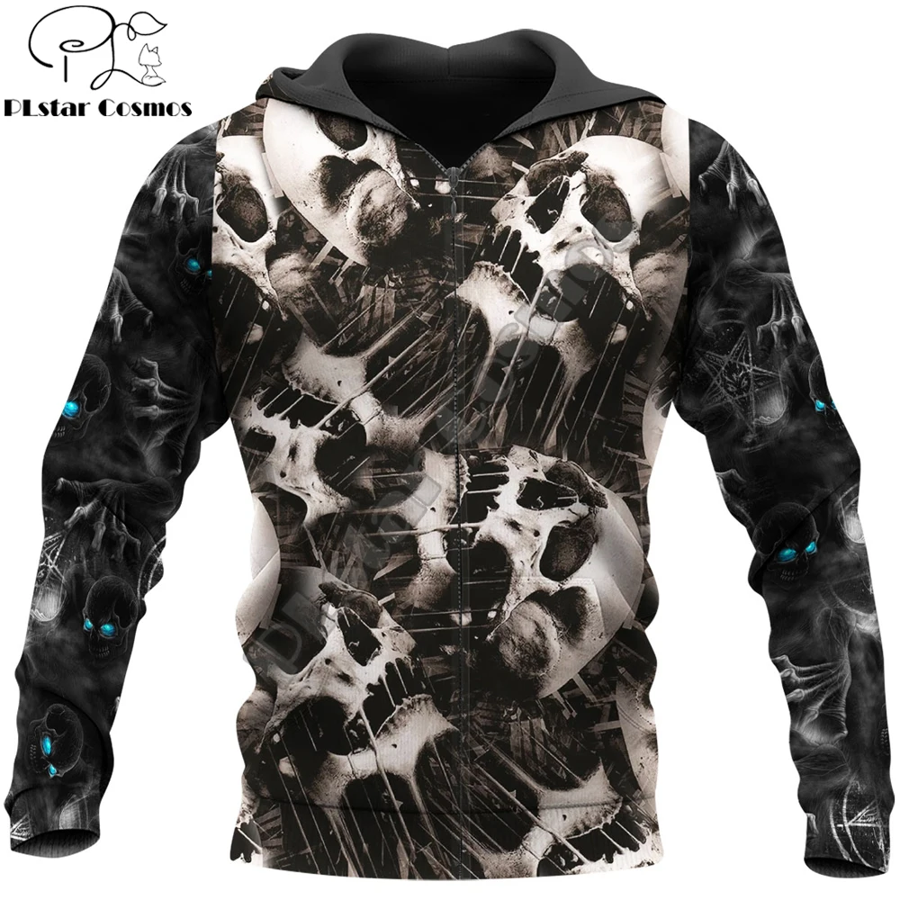 Sudadera calavera 3D KJ659 – Cremallera informal para hombre