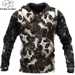 Sudadera calavera 3D KJ659 – Cremallera informal para hombre