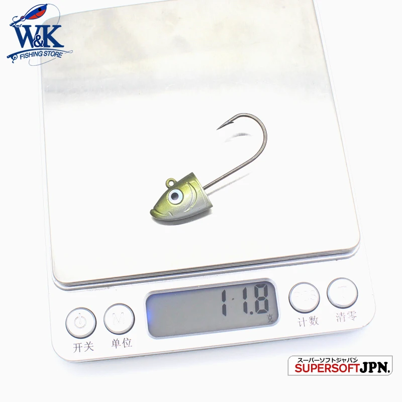 Señuelos de Pesca con cabeza de plantilla, 1/0 ganchos, 12g, 2 piezas/pk, para Vinilo Suave, peso de 3/7 oz, con ojos láser, para pesca en tierra - imagen 4