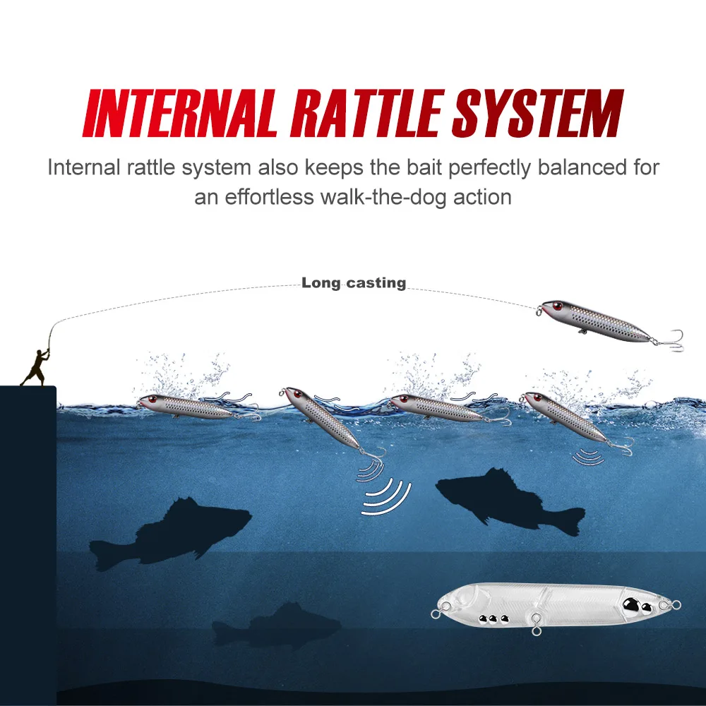 Señuelo de pesca con lápiz flotante Noeby, Wobblers, Topwater, cebo duro Artificial para Lucio y lubina, aparejos de pesca en el mar, 9cm, 12,5g - imagen 4