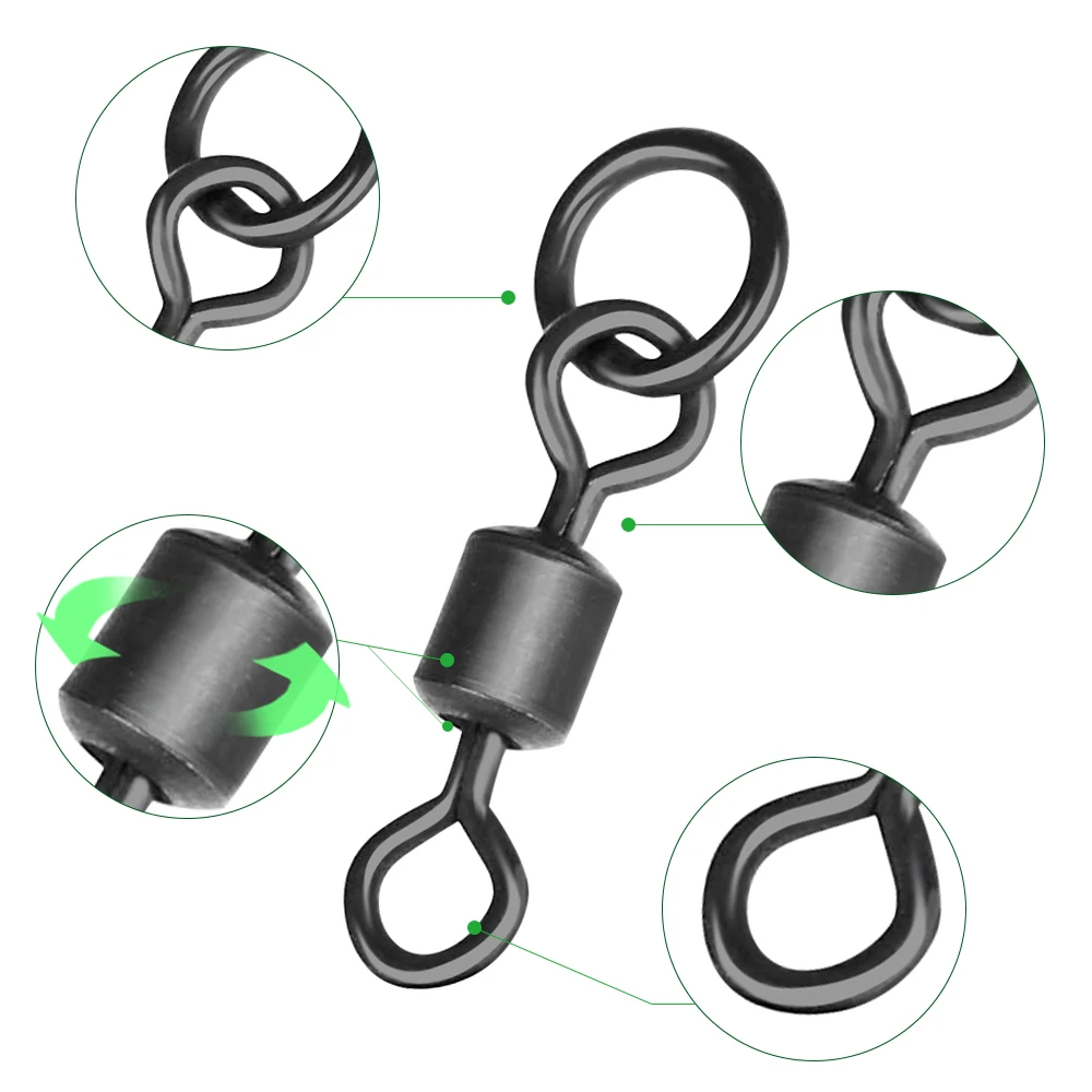 DNDYUJU-anillo flexible giratorio para pesca, 50 piezas, accesorios de pesca, anzuelos, Conector de Terminal de carpa - imagen 3