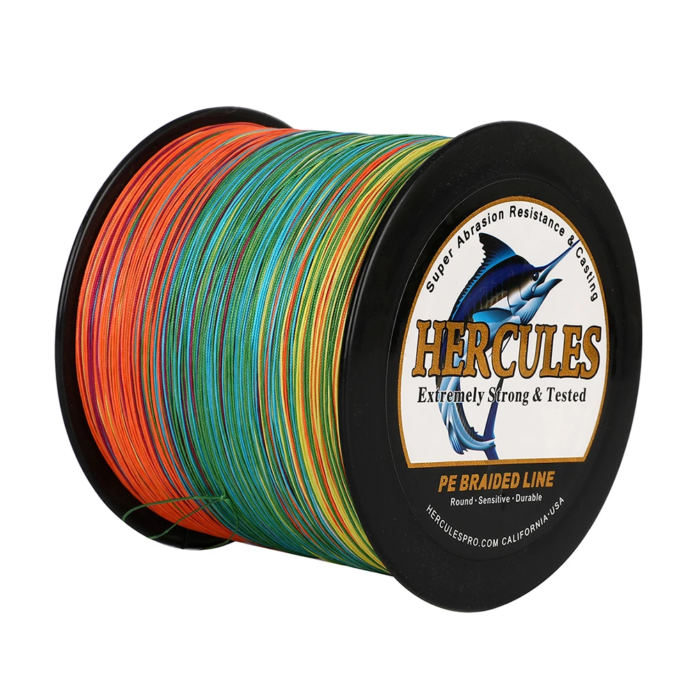 Línea de pesca trenzada Hercules, 8 hebras, Multicolor, 100M, 300M, 500M, 1000M, 1500M, 2000M, cable de pesca de mar, linha multifilamento 8 fio - imagen 5