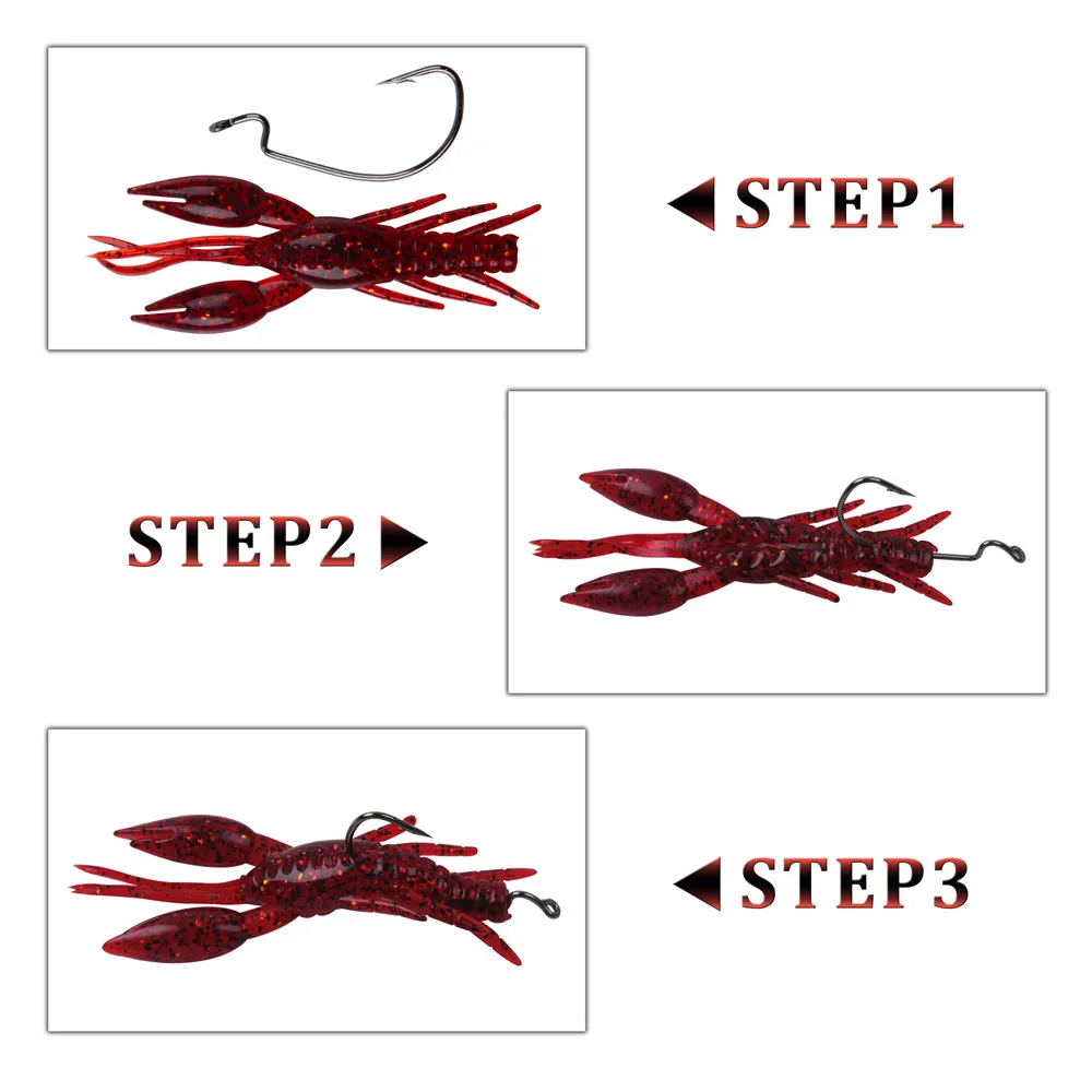 Señuelos de pesca de langosta blanda, cebos de pesca de 8cm, 5,2g, bionic crayfish Jig, gambas artificiales, cebo de aparejo de texas para trucha de lubina, trucha de pesca - imagen 3