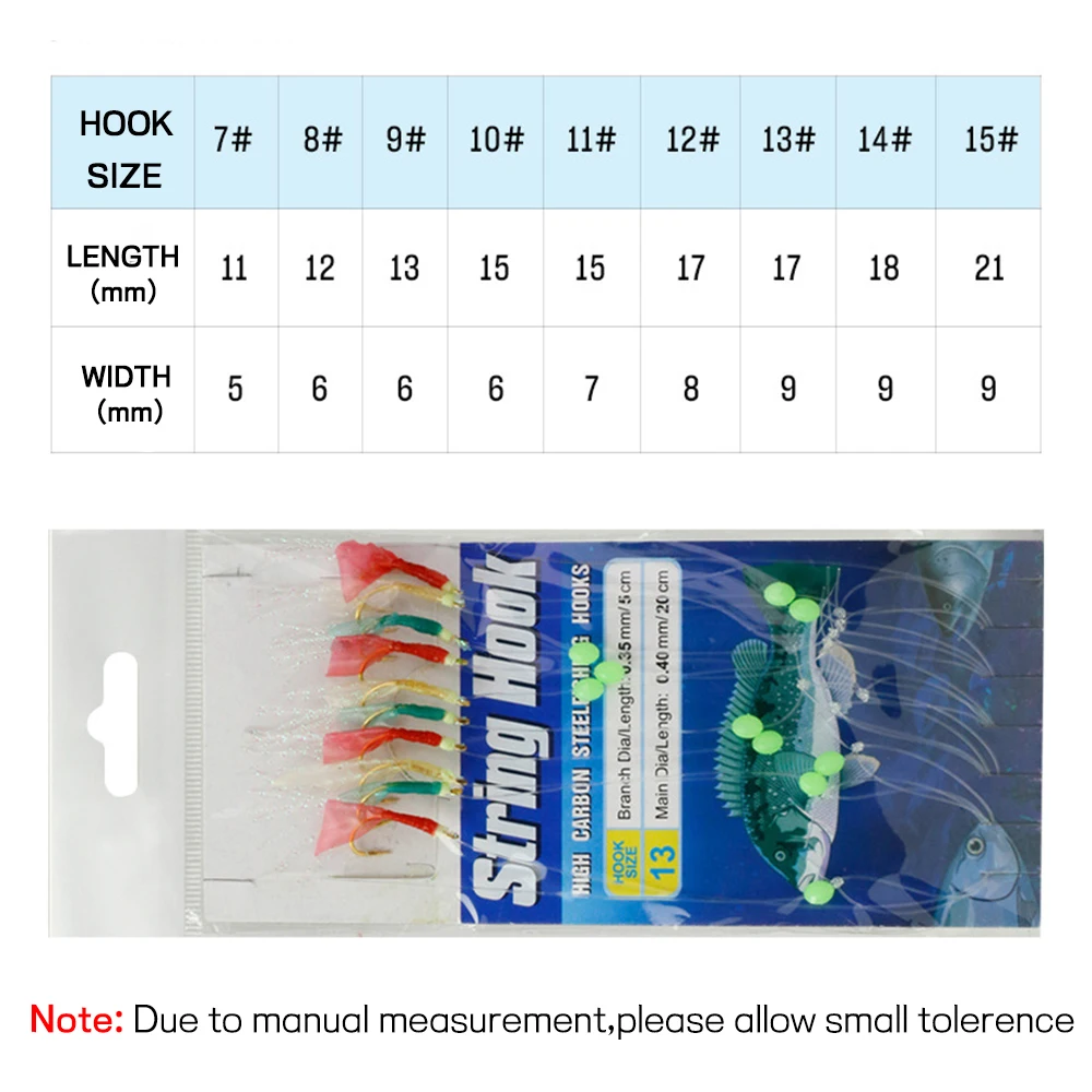 Elllv-señuelo de piel de pez de simulación Multicolor, aparejo Sabiki de pesca en barco, cebo con conector giratorio a presión, 10 ganchos - imagen 2