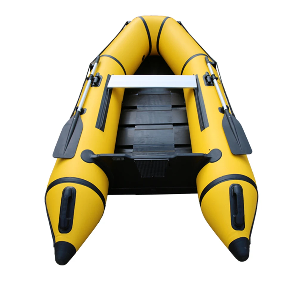 Barco de asalto inflable SolarMarine de PVC, bote de Kayak de velocidad, canoa con accesorios de suelo de madera para 3 personas, 0,9mm, pesca para el mar