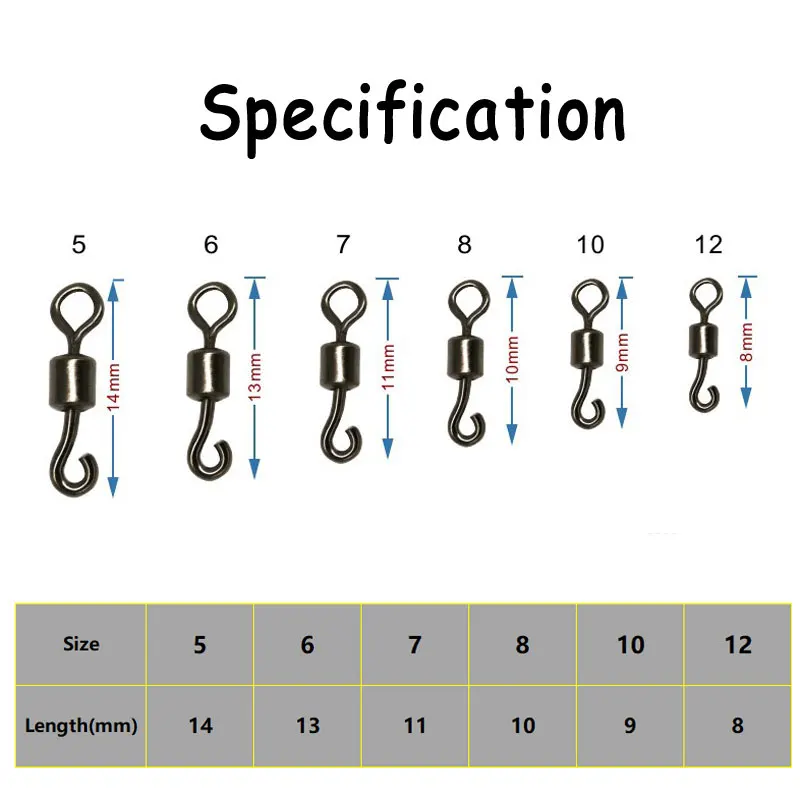 Gancho giratorio de aleación de cobre de alta calidad, anzuelo único de 8 formas, Pin giratorio, anillos de conector sólido, accesorio de aparejos de pesca, 50 piezas - imagen 2
