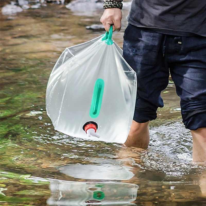 Bolsa de agua portátil plegable de gran capacidad para coche, bolsa de almacenamiento de agua para viaje al aire libre, acampada, para el hogar, 20 litros - imagen 5