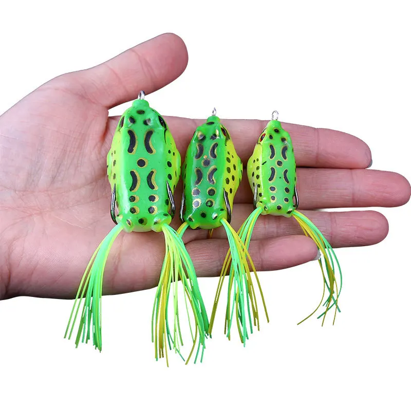1 Uds 5G 8,5G 13G 17,5G Rana atraer señuelo de tubo blando de pesca de plástico señuelo con ganchos de pesca Topwater Rana Ray Artificial 3D los ojos - imagen 2