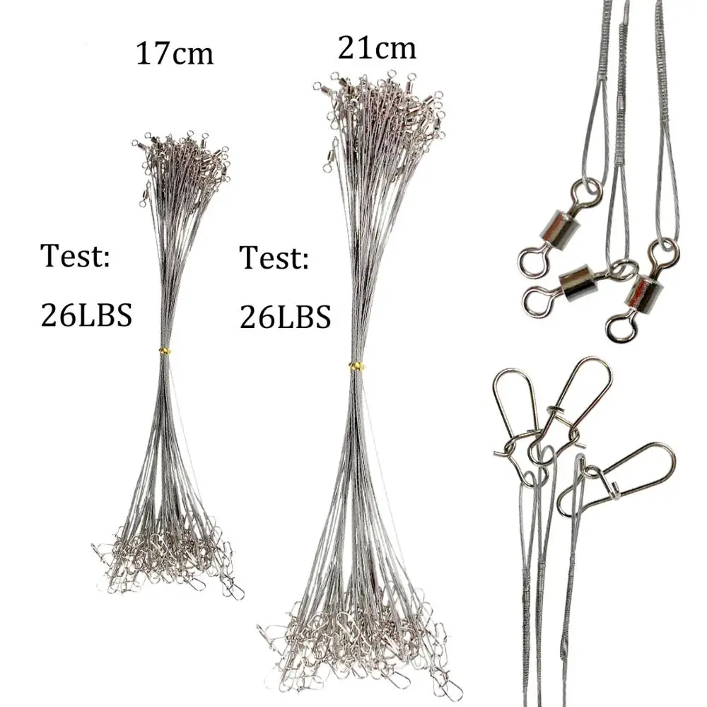 THKFISH 20 piezas 26lb-35lb hilo de pescar líder de alambre de acero con broche giratorio pesca anti-cebo aparejo de alambre de pesca de carpa correa Leadcore - imagen 5