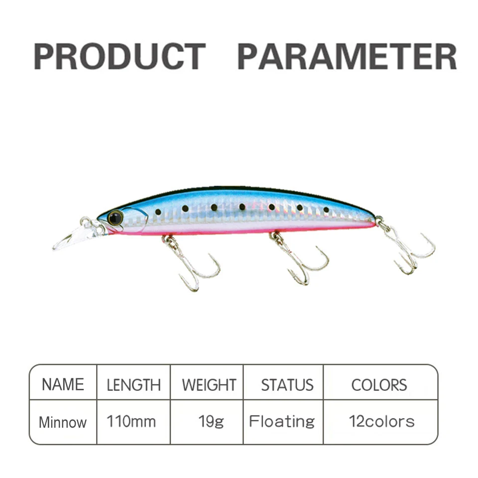 WALK FISH-señuelo de pesca de pececillos, cebo Artificial flotante, Wobblers, aparejos de pesca de lubina de mar de fundición larga, 110mm, 19g, 1 ud., nuevo - imagen 5