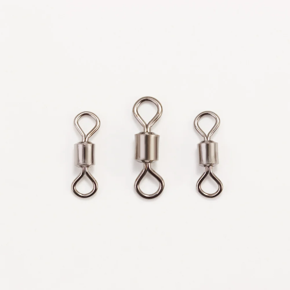 Conector de pesca de acero inoxidable, conector de anillo giratorio de 8 palabras, anillo sólido rodante, herramientas de gancho de pesca, 50 piezas - imagen 3