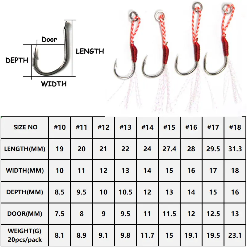 Anzuelos de pesca de Jigging lento, 200 uds, individual, con púas, de acero al carbono, con pluma, Señuelo de pesca de mar - imagen 3