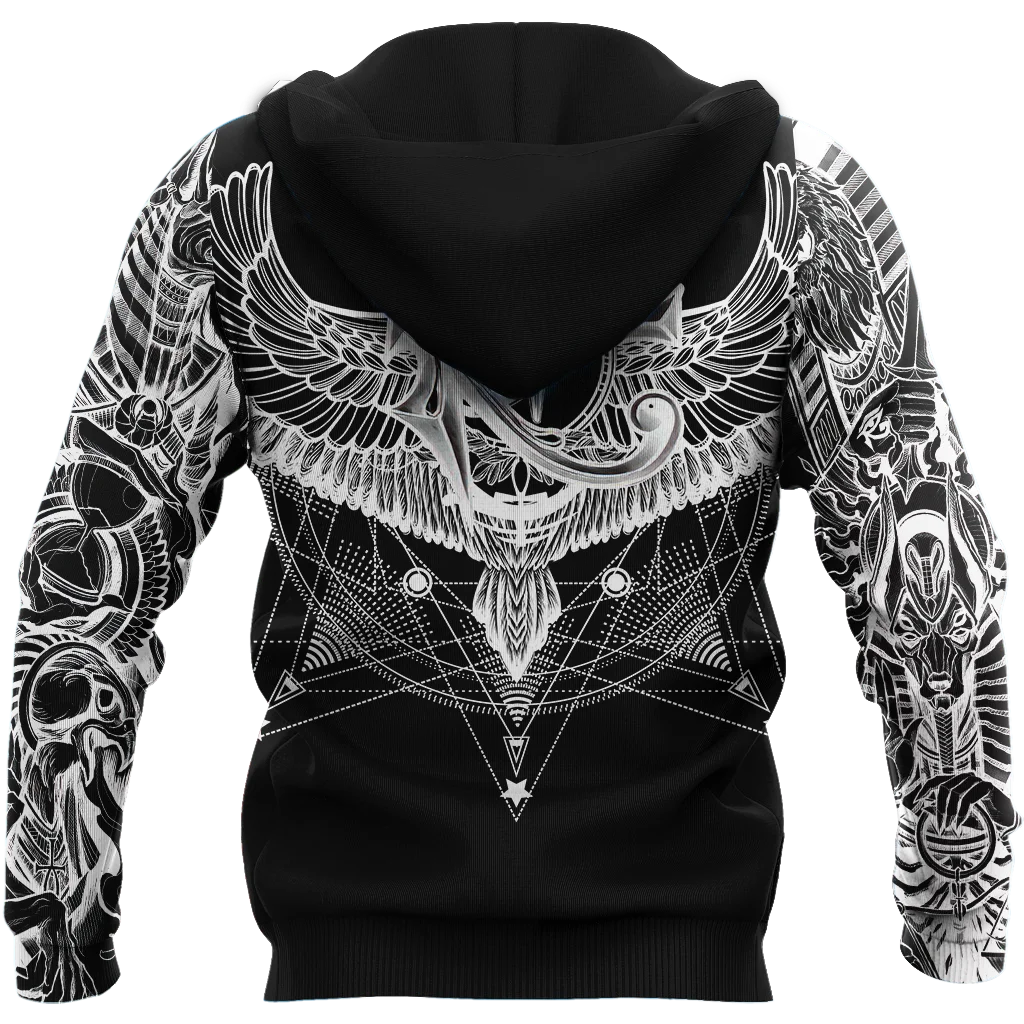 Sudadera con capucha negra con estampado 3D de dioses egipcios para hombre, Sudadera con capucha informal Harajuku, chaqueta de calle, sudaderas con capucha Unisex de otoño - imagen 2