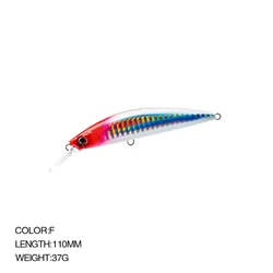 Minnow 110mm 37g hundimiento – Acabado efecto láser para mar