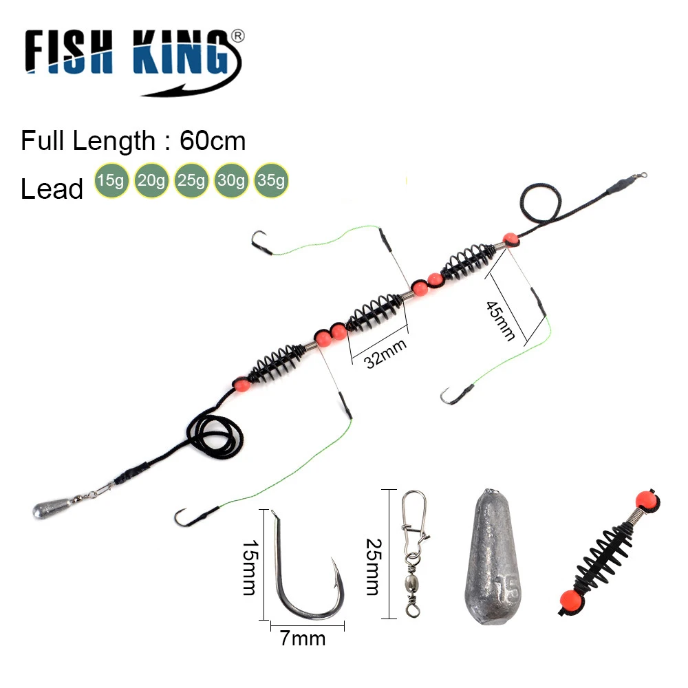 FISH KING-señuelo Artificial de pesca, jaula de cebo, alimentador de carpa con plomada giratoria con ganchos de línea para aparejos de pesca, 1 unidad - imagen 2