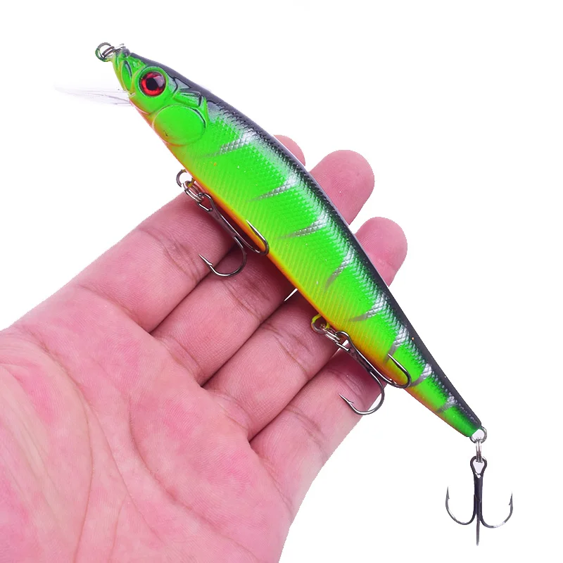 Señuelo de pesca Topwater Wobblers, cebo duro Minnow, 3 ganchos de pesca 3D ojos Crankbait, aparejos de pesca flotantes, 1 pieza, 13,5 cm, 22,5g - imagen 3