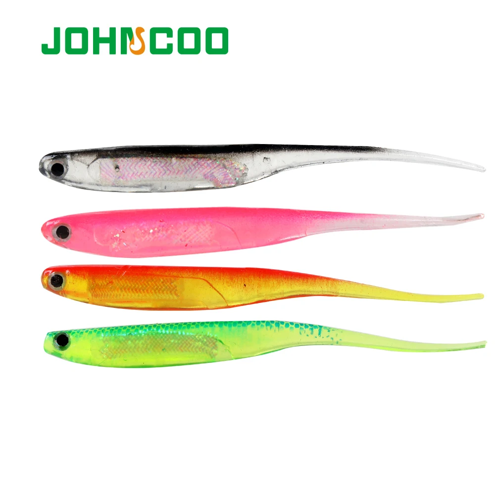 JOHNCOO-SEÑUELOS blandos de pesca, cebo Artificial de 1,7g, 2,2g, 2,6g, 5,2g, cola en T, Wobblers blandos de silicona, gusano de sábalo, señuelo de lubina, 6 uds. - imagen 2