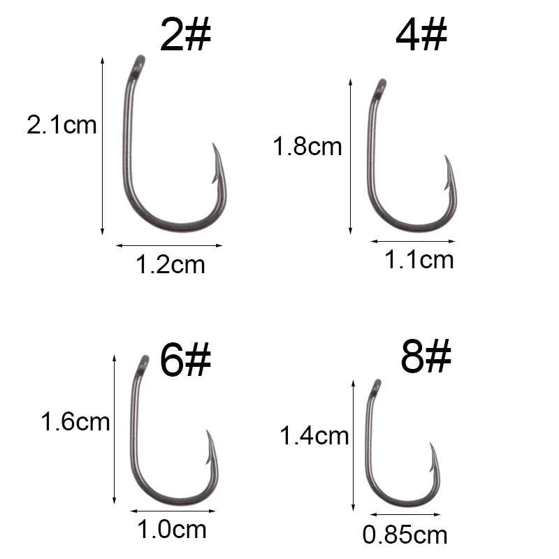 Anzuelos de pesca de carpa de acero con alto contenido de carbono, accesorios de pesca de carpa, anzuelos para el pelo, tamaño 2 #4 #6 #8 #, 1000 Uds. - imagen 2