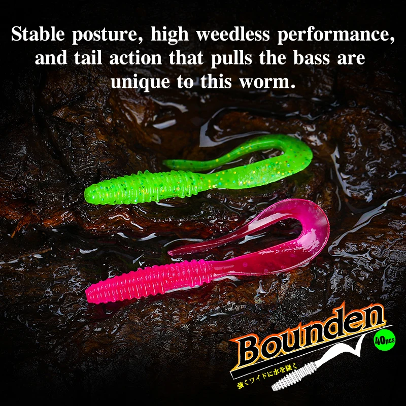 TSURINOYA 63mm 0,7g 40 Uds gusano suave larva señuelo de pesca BOUNDEN juego ligero cebo Ajing Pike Bass Swimbaits de silicona Artificial - imagen 4