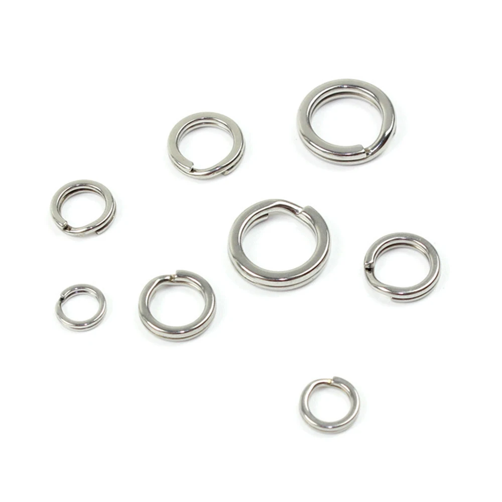 50 Uds conector de acero inoxidable anillos divididos de pesca giratorio doble círculo redondo señuelo a presión accesorios de pesca de carpa abiertos 5mm-10mm - imagen 5