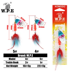 W.P.E Señuelo giratorio cuchara plumas metálicas – Cebo multicolor