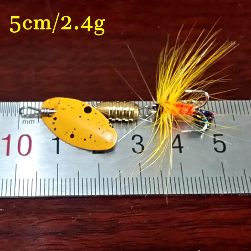 Señuelo de metal con anzuelos triples VMC, cuchara giratoria, aparejos de pesca para perca en agua dulce y salada, 2,4g, 5cm, 4 unids/lote por caja - imagen 3