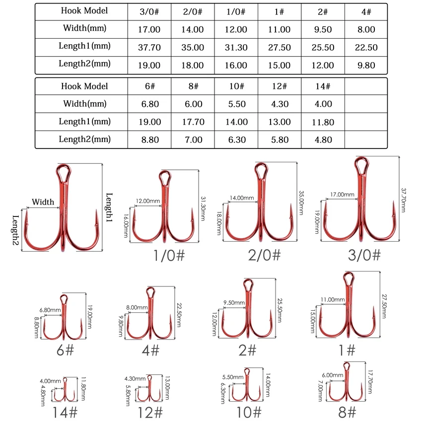 Anzuelos de pesca triples de acero al carbono, juego de anzuelos de púas, anzuelos redondos plegables, aparejos de pesca de agua salada, accesorios para señuelos, 10 unids/lote por caja - imagen 2