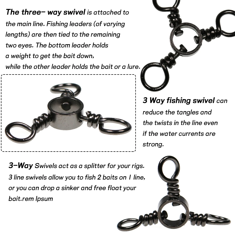 WIFREO-barril giratorio de 3 vías, aparejos de pesca de mar, Triple eslabones, conector giratorio de línea cruzada, accesorio giratorio - imagen 5