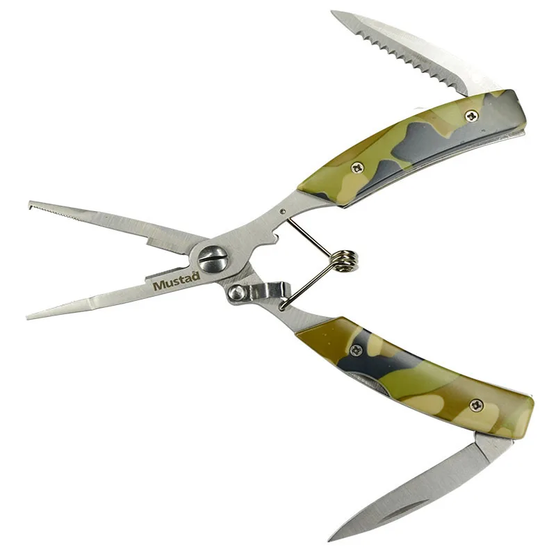 Mustad-Alicates de Pesca de acero inoxidable, tijeras de PE, cortador Ultra afilado, alicates de señuelo, soporte de pinza, aparejos de Pesca - imagen 5