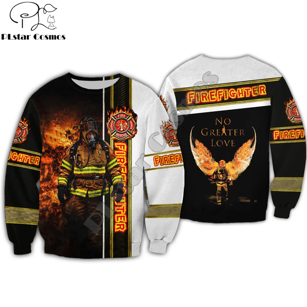 Brave Firefighter 3D completamente estampado Sudadera con capucha para hombre moda Casual Sudadera con capucha otoño ropa de calle sudaderas con capucha Unisex KJ708 - imagen 5