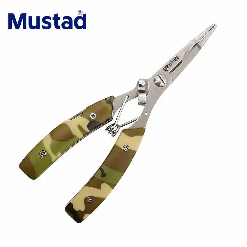 Mustad-Alicates de Pesca de acero inoxidable, tijeras de PE, cortador Ultra afilado, alicates de señuelo, soporte de pinza, aparejos de Pesca - imagen 2