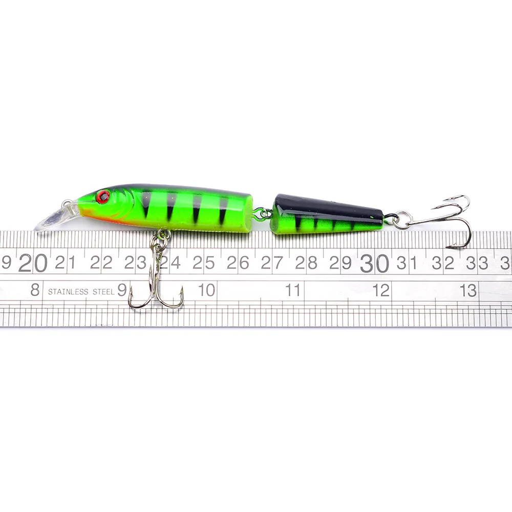 Señuelos de Pesca de pececillos biónicos de dos secciones, 105mm/9g, plástico Artificial, ojos 3D, Swimbait, Wobblers para aparejos de cebo duro de Lucio, 1 pieza - imagen 4