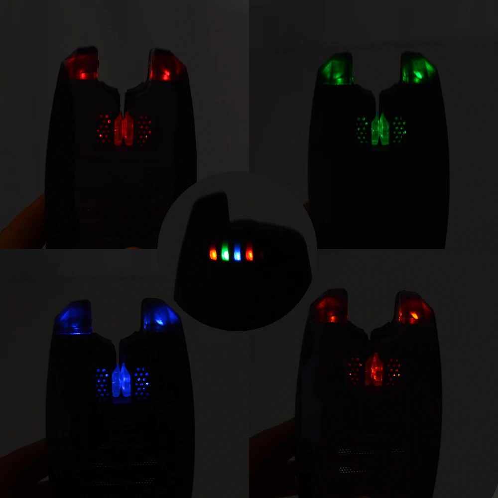Juego de alarma de pesca de carpa 1 + 4, sonido y LED, indicador de mordida de pesca inalámbrico electrónico con barra de oreja de enganche B1228 - imagen 5