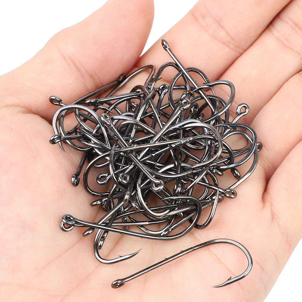 Anzuelo de pesca con púas de vástago largo afilado, gusano de mar, juego de anzuelos de círculo único, accesorios de pesca, anzuelos antioxidantes, 50 unids/lote - imagen 3