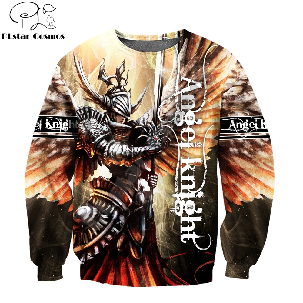 Sudadera con capucha de Ángel Caballero templario para hombre, ropa con estampado 3D, estilo armadura, Deluxe, con cremallera, chándal informal, KJ387 - imagen 5