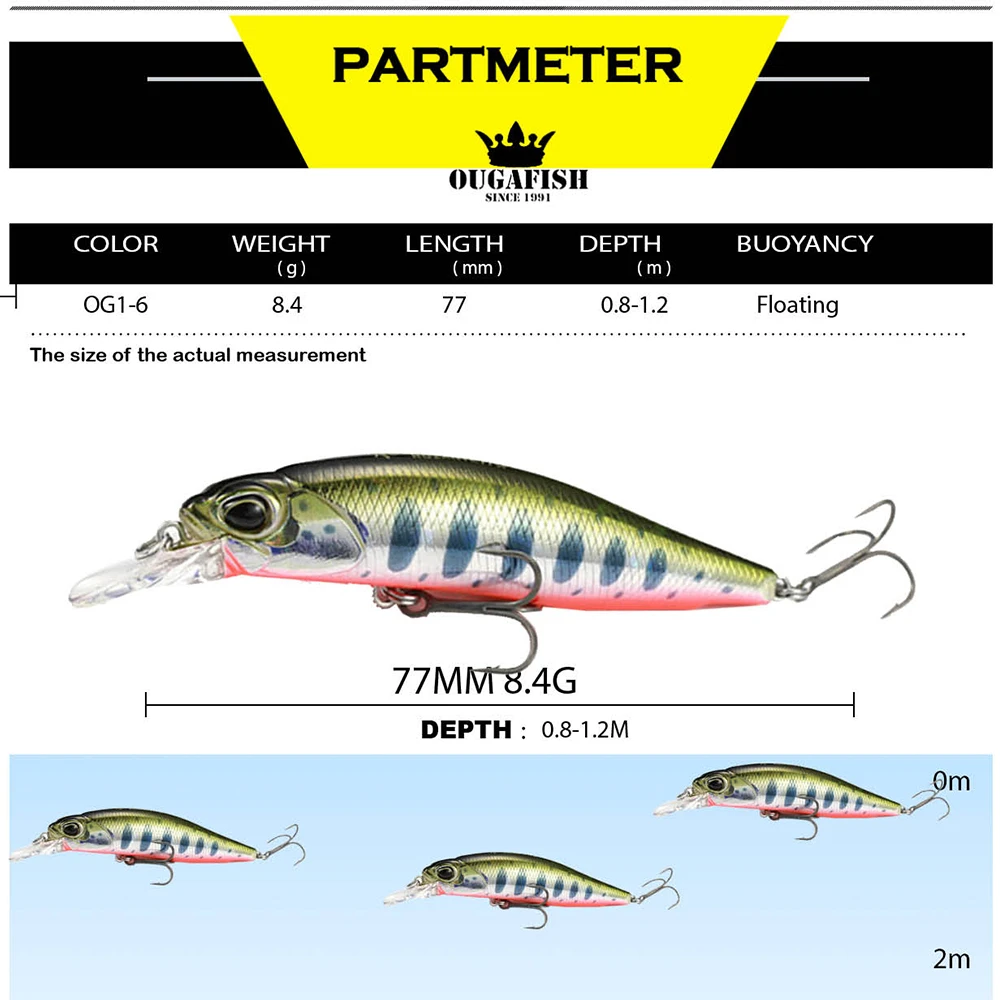 Jerkbait-señuelo de pesca Minnow, 77MM, 8,4G, Wobbler, carpa Isca, accesorios artificiales, equipo de señuelos Leurre Souple - imagen 2